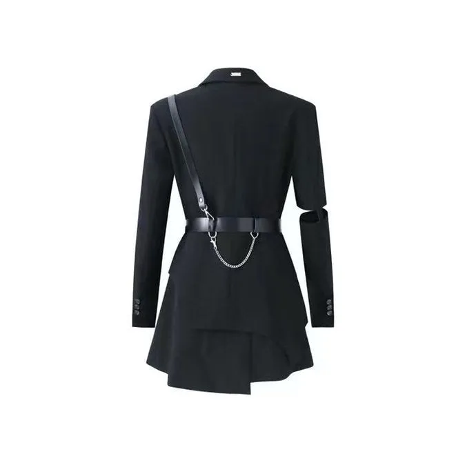 13 De Marzo Function Palda Bear Belt Suit Dress