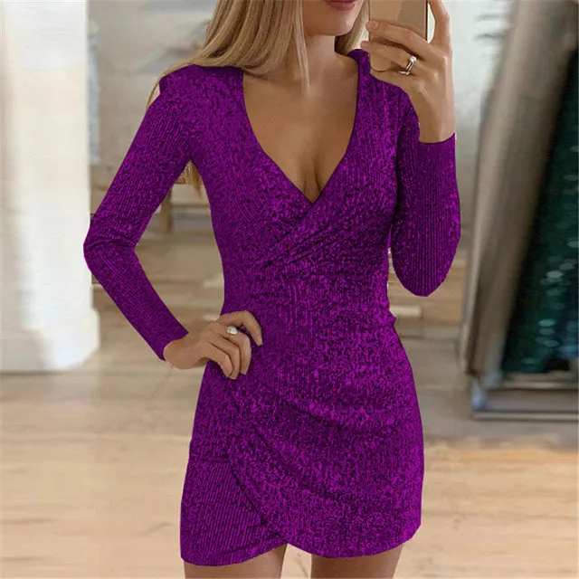 2022 Sexy Women Sequin Dress Short Skirt Mini Dress