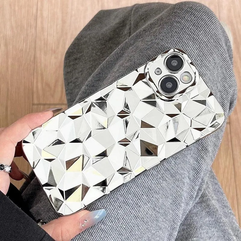 A3CPC337 Cute Phone Cases for iPhone 15 Pro Max, 14, 13, 12, 11, XS, XR, X, 7, 8 Plus - 3D Diamond Shape