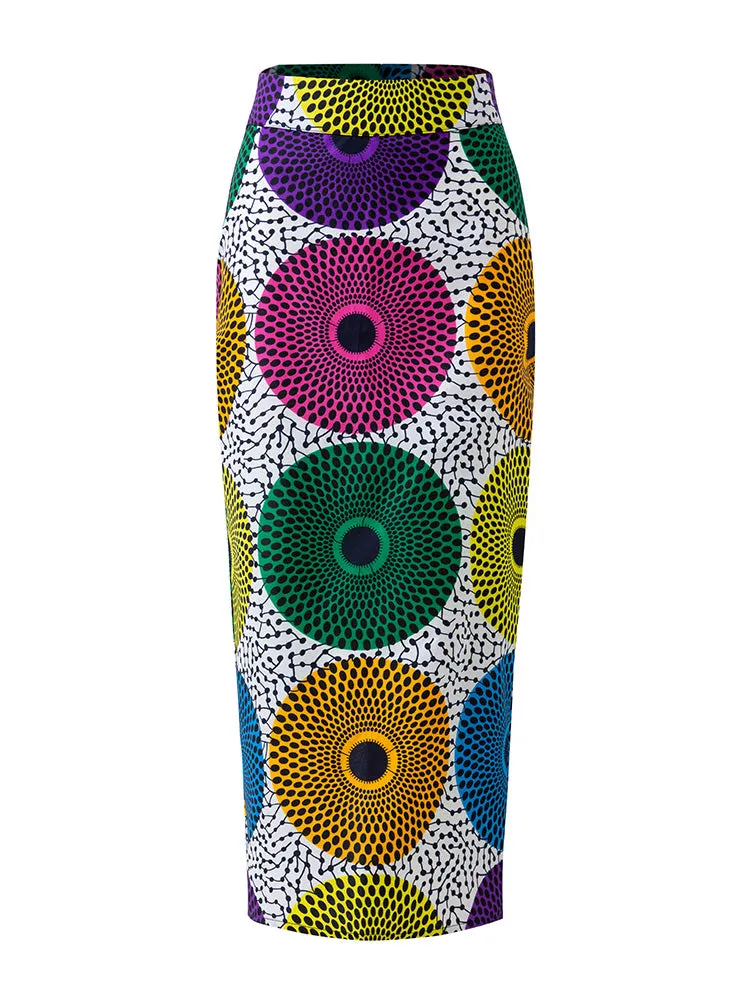 African Ankara Print Midi Skirt For Women