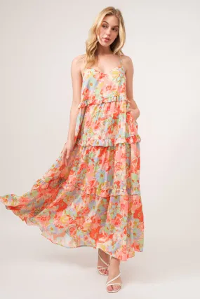 And The Why Floral Ruffled Tiered Maxi Cami Dress