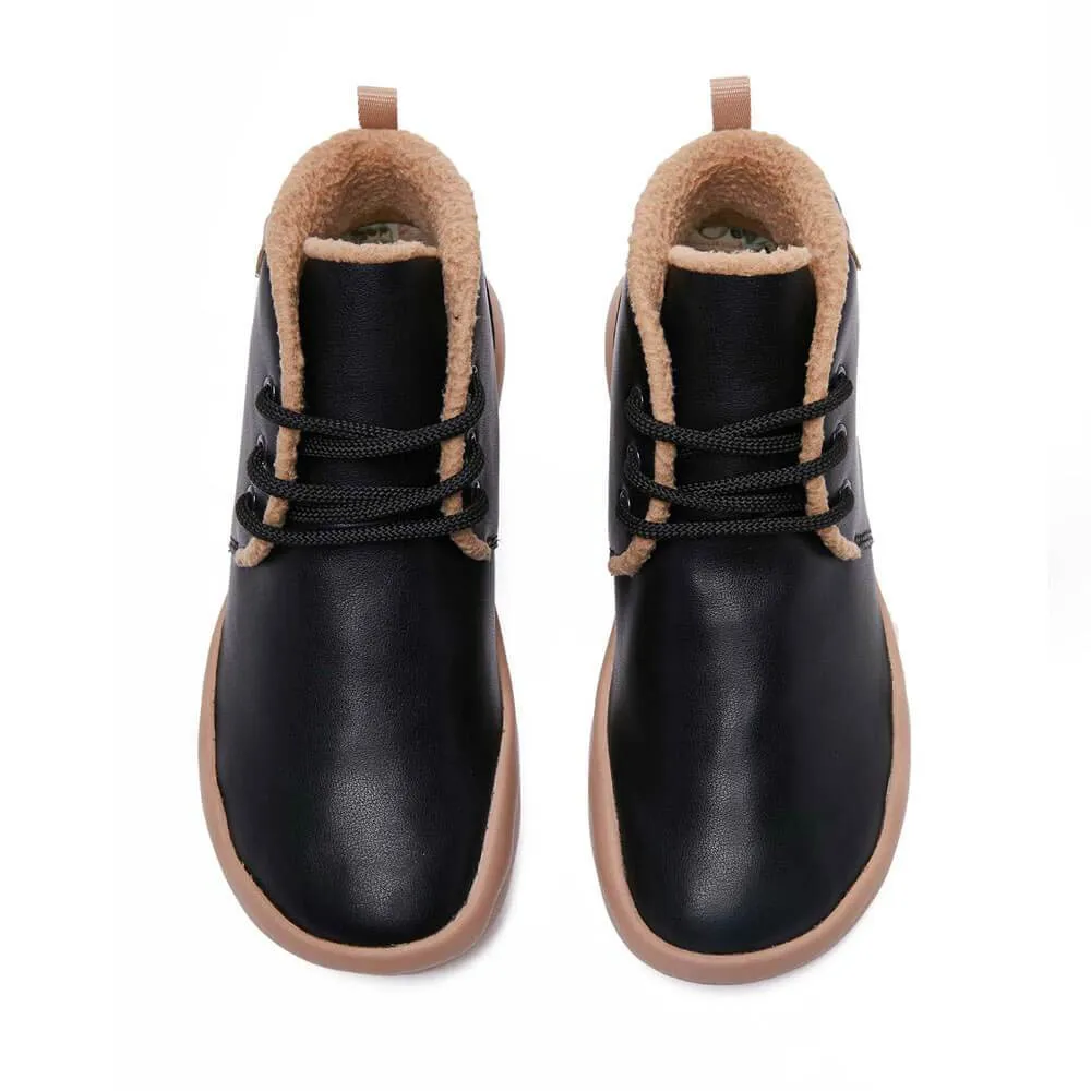 Bilbao Black Split Leather Lace-up Boots Women