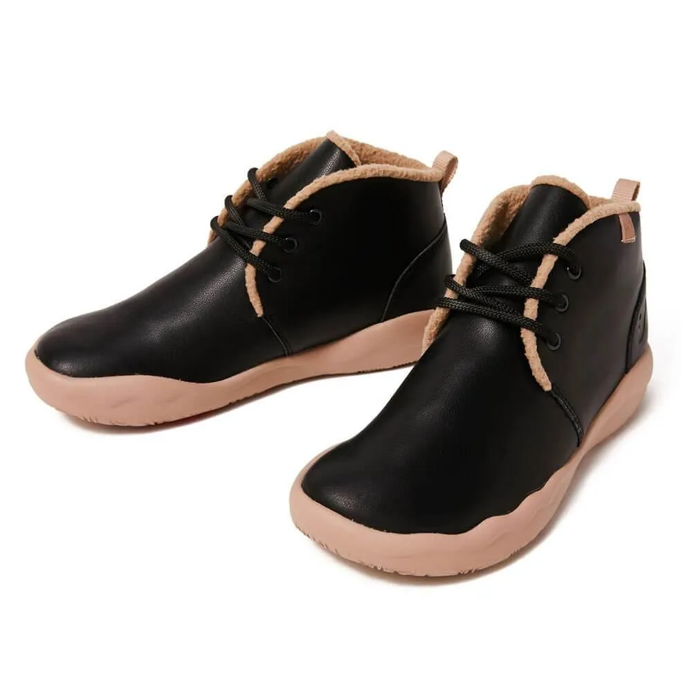 Bilbao Black Split Leather Lace-up Boots Women