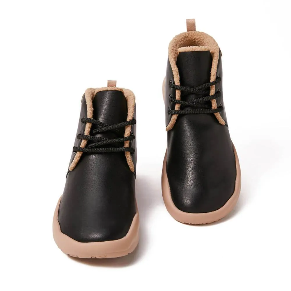 Bilbao Black Split Leather Lace-up Boots Women