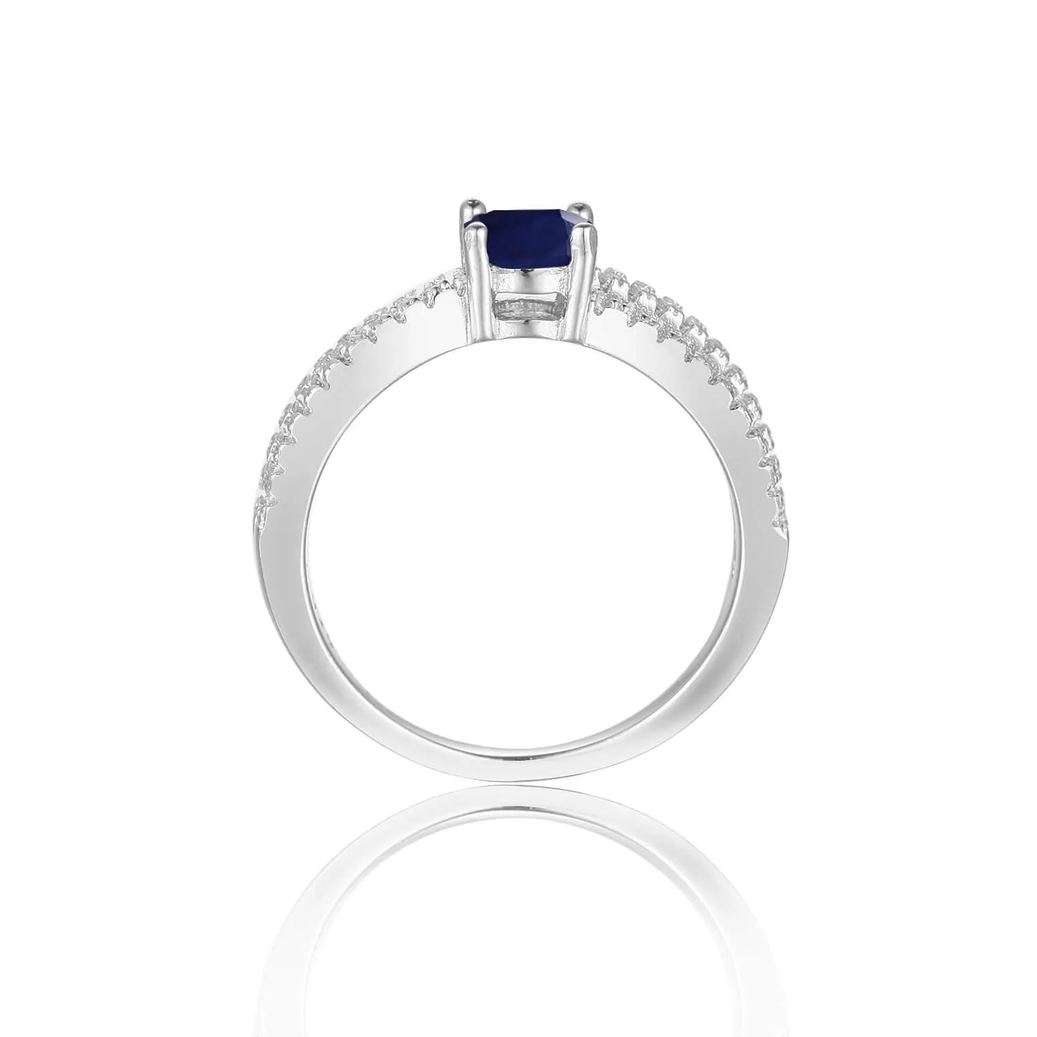 Blue Sapphire Split Band Engagment Ring