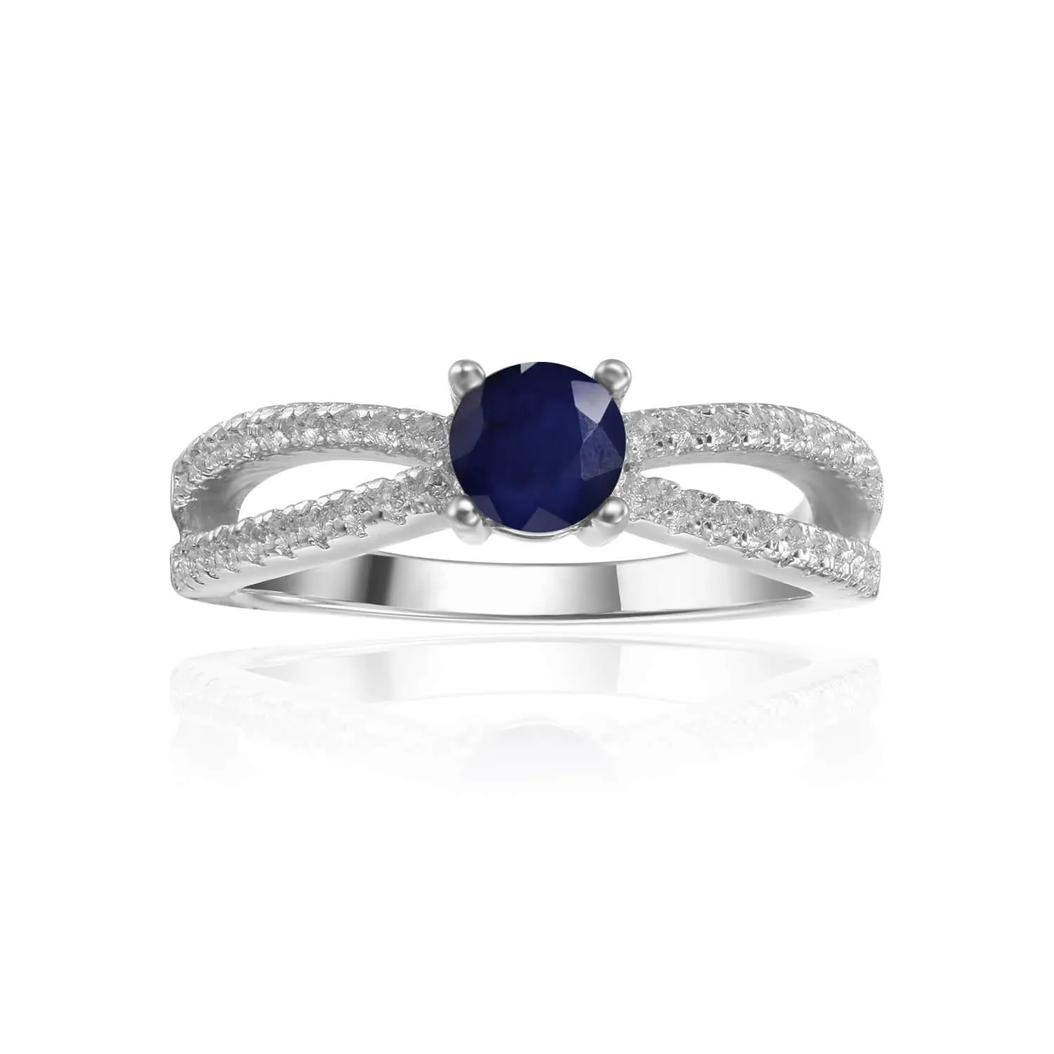 Blue Sapphire Split Band Engagment Ring