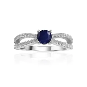 Blue Sapphire Split Band Engagment Ring