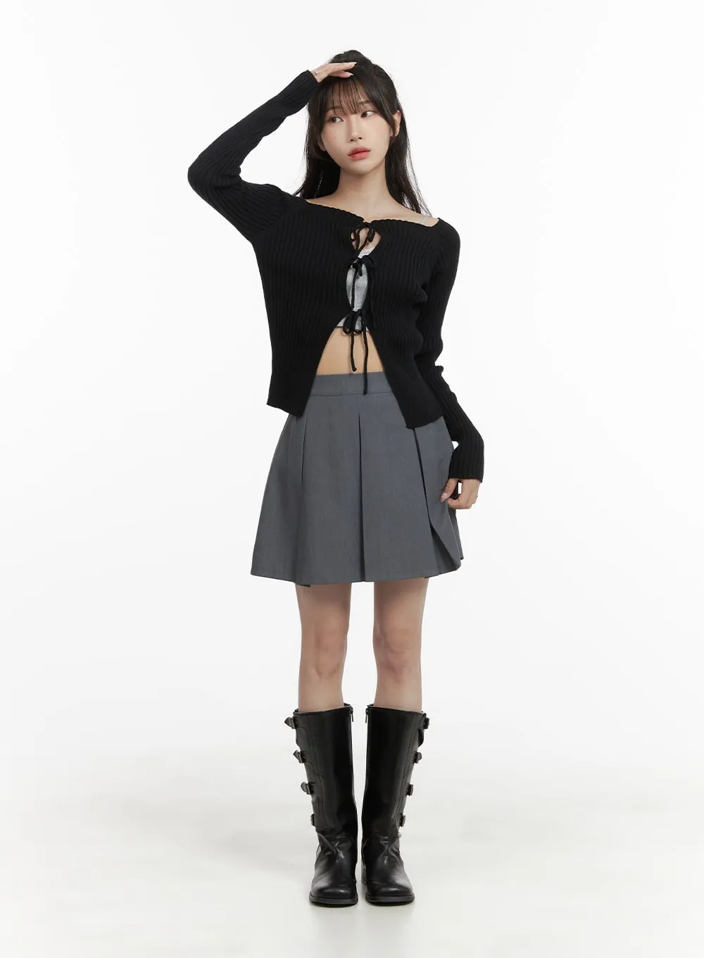 Box Pleated Mini Skirt CA403