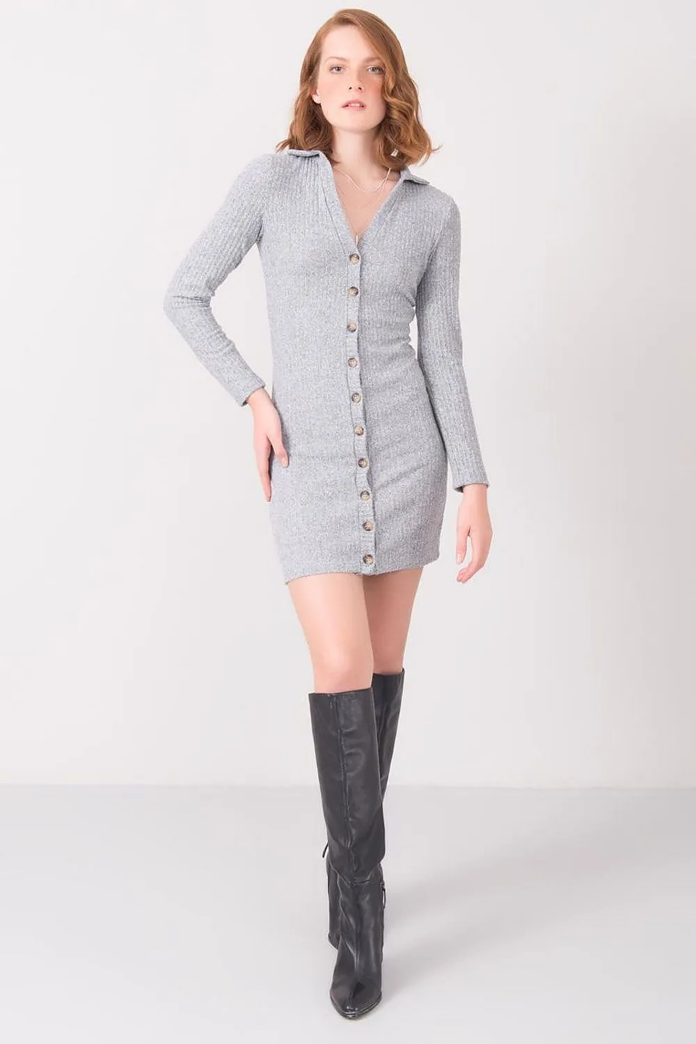 Button Daydress in Grey