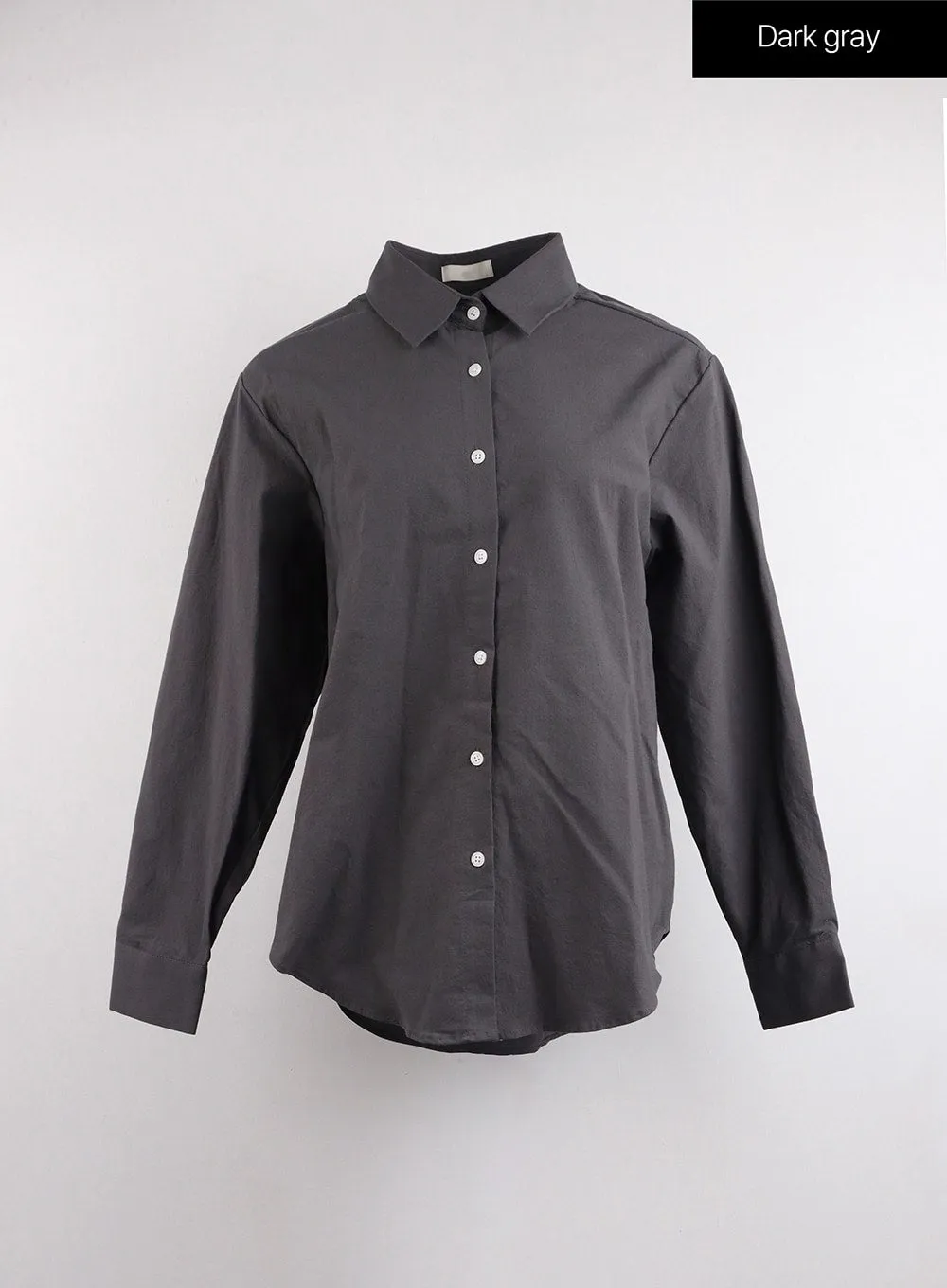 Button-Up Long Sleeve Solid Blouse OJ417