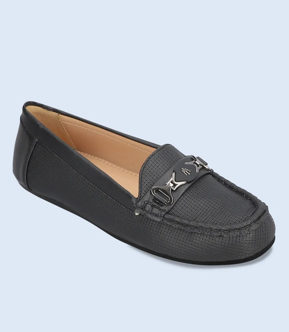 BW8874-BLACK-Women Comfort Moccasins