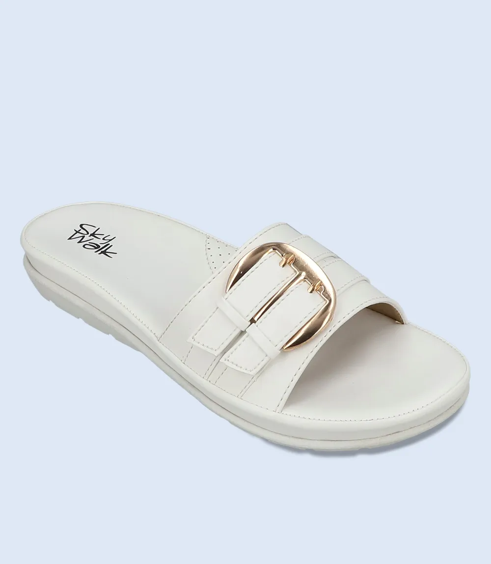 BW9255-White-Women Comfort Slipper