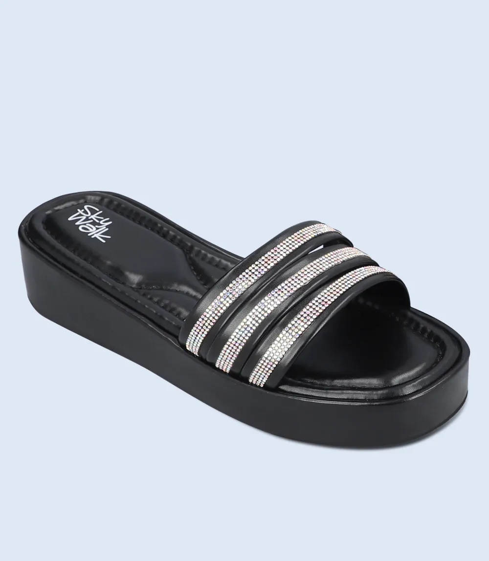 BW9636-BLACK-Women Comfort Slipper