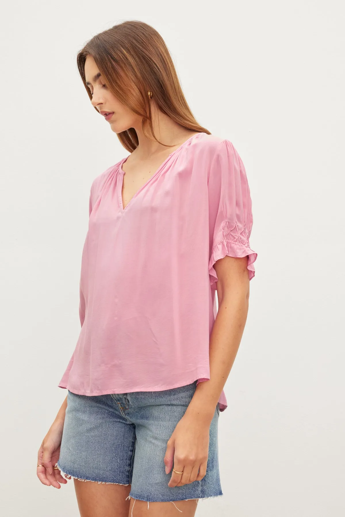 CALISSA SPLIT NECK BLOUSE