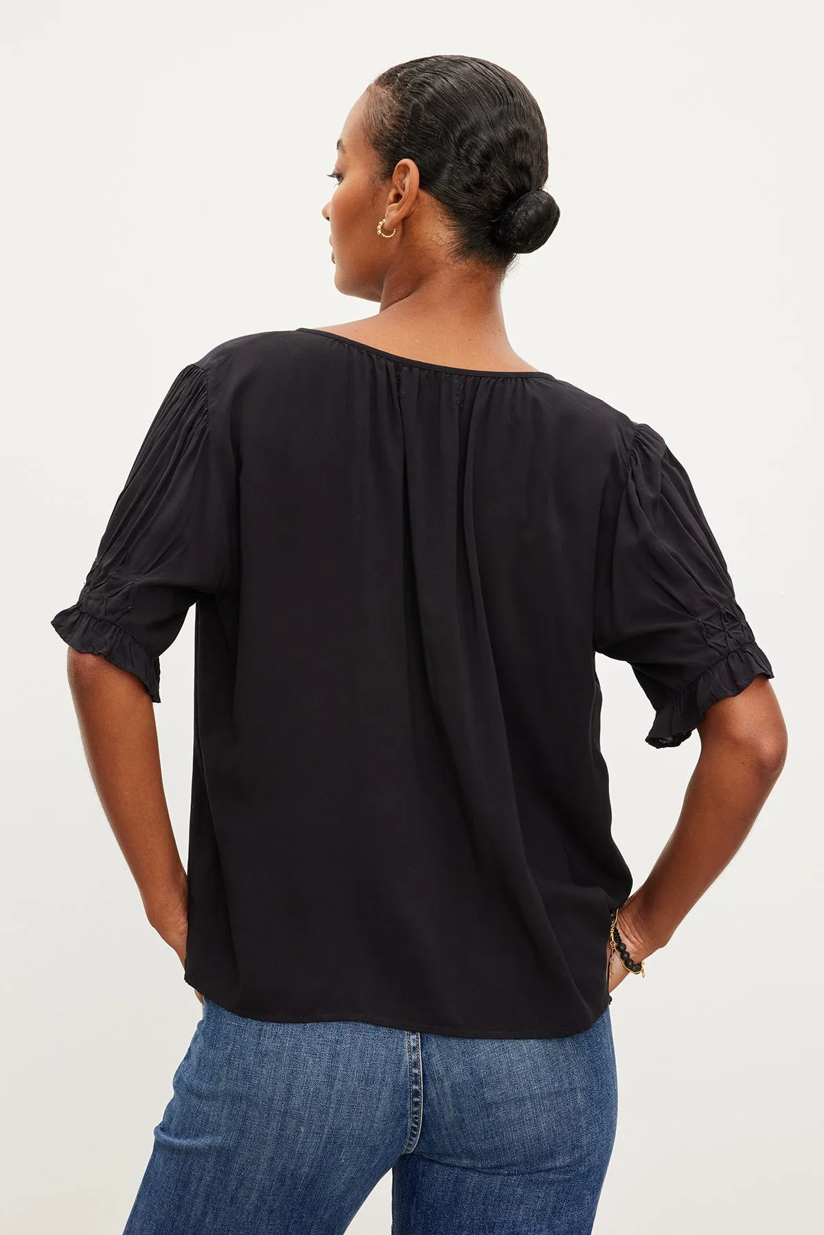 CALISSA SPLIT NECK BLOUSE