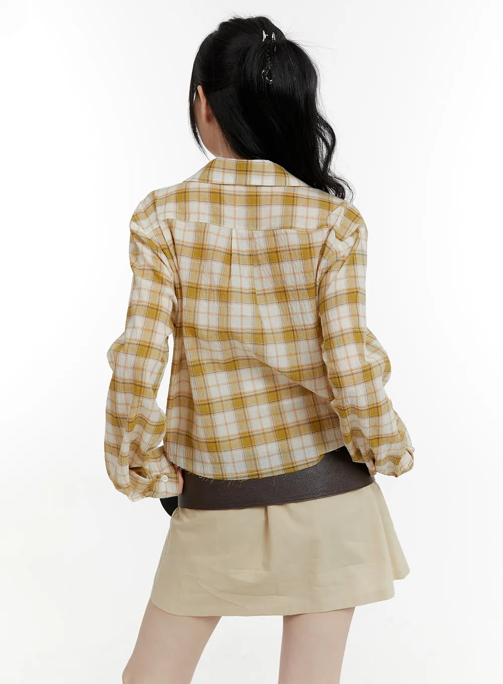 Checkered Cropped Blouse CA401