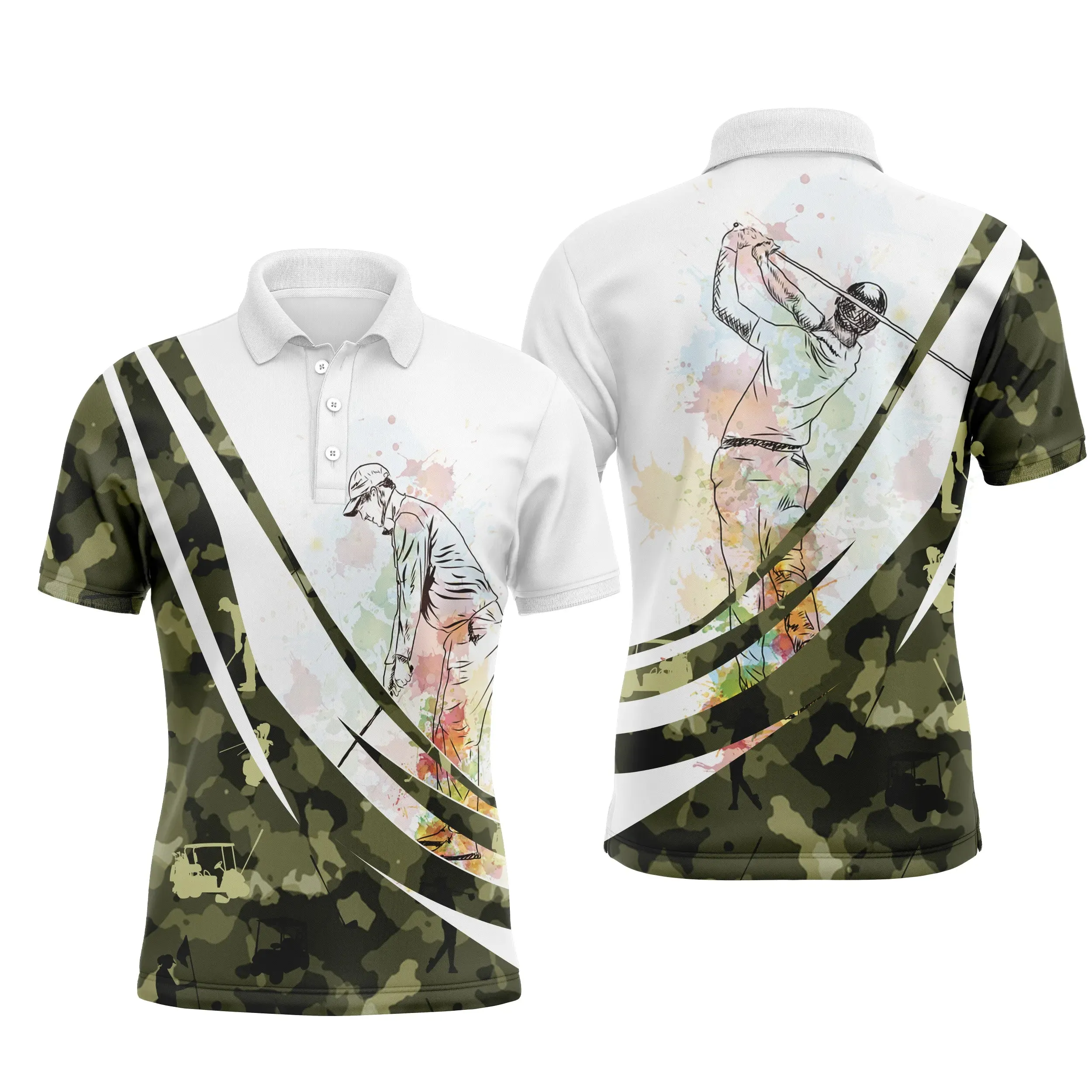 Chiptshirts - Polo De Golf, Cadeau Original Pour Fans De Golf, Polo de Sport Homme et Femme, Camouflage Golf, Golfeur Multicolore - CTS27052210