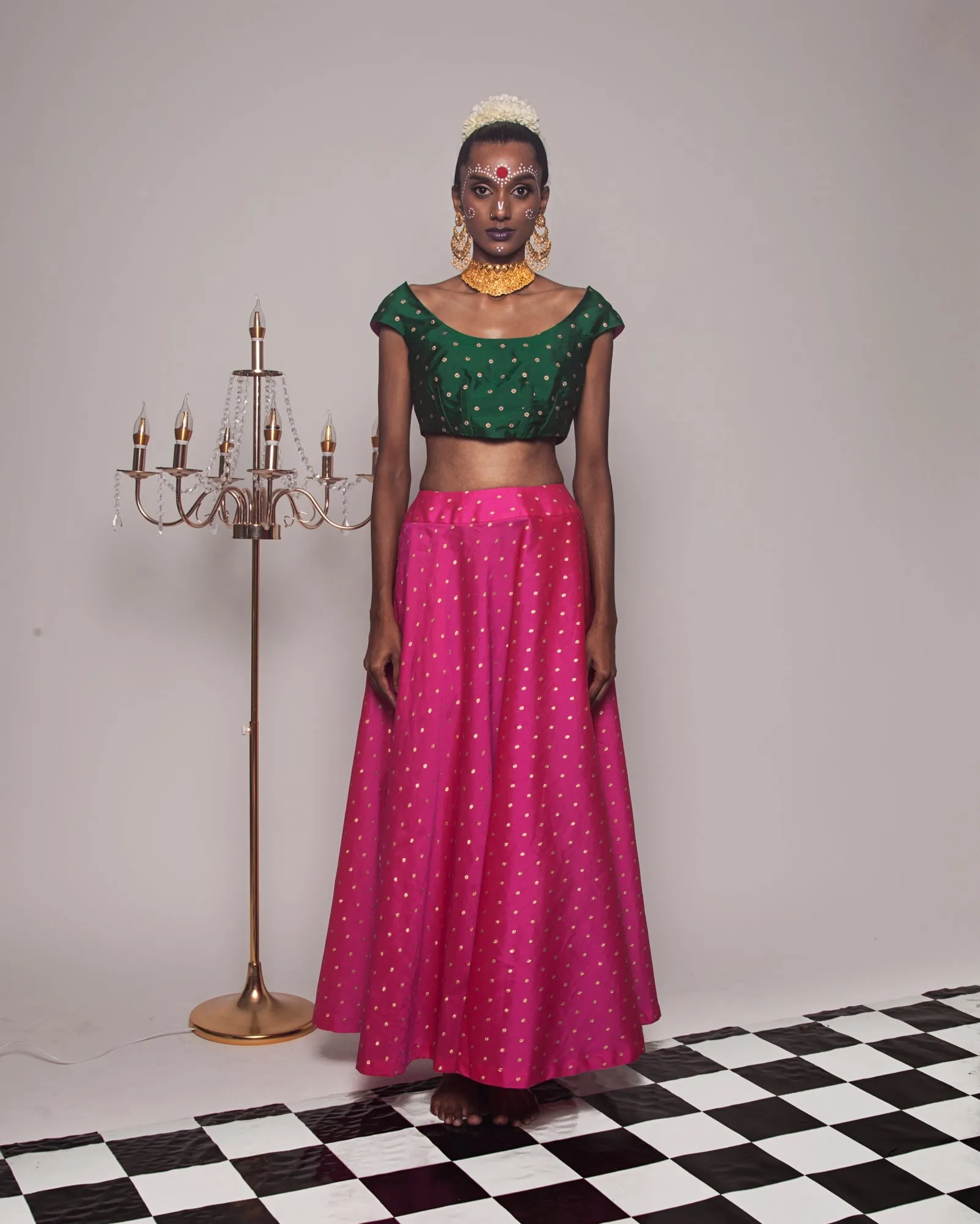 Choli Lehenga (Emerald Fuchsia)