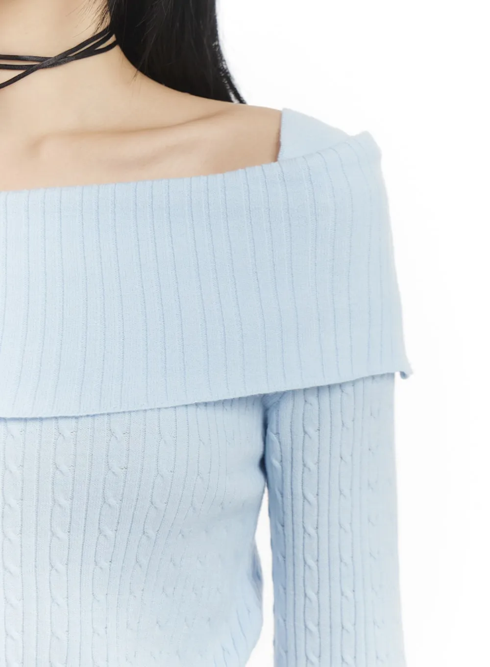 Cozy Knit Off-Shoulder Long Sleeve Sweater IM406