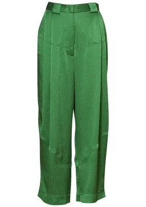 Cropped Divide Pant Green Silk