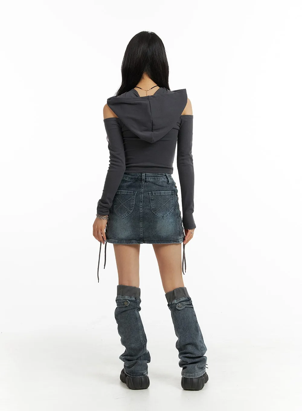 Denim Mini Skirt with Leg Warmers IM405