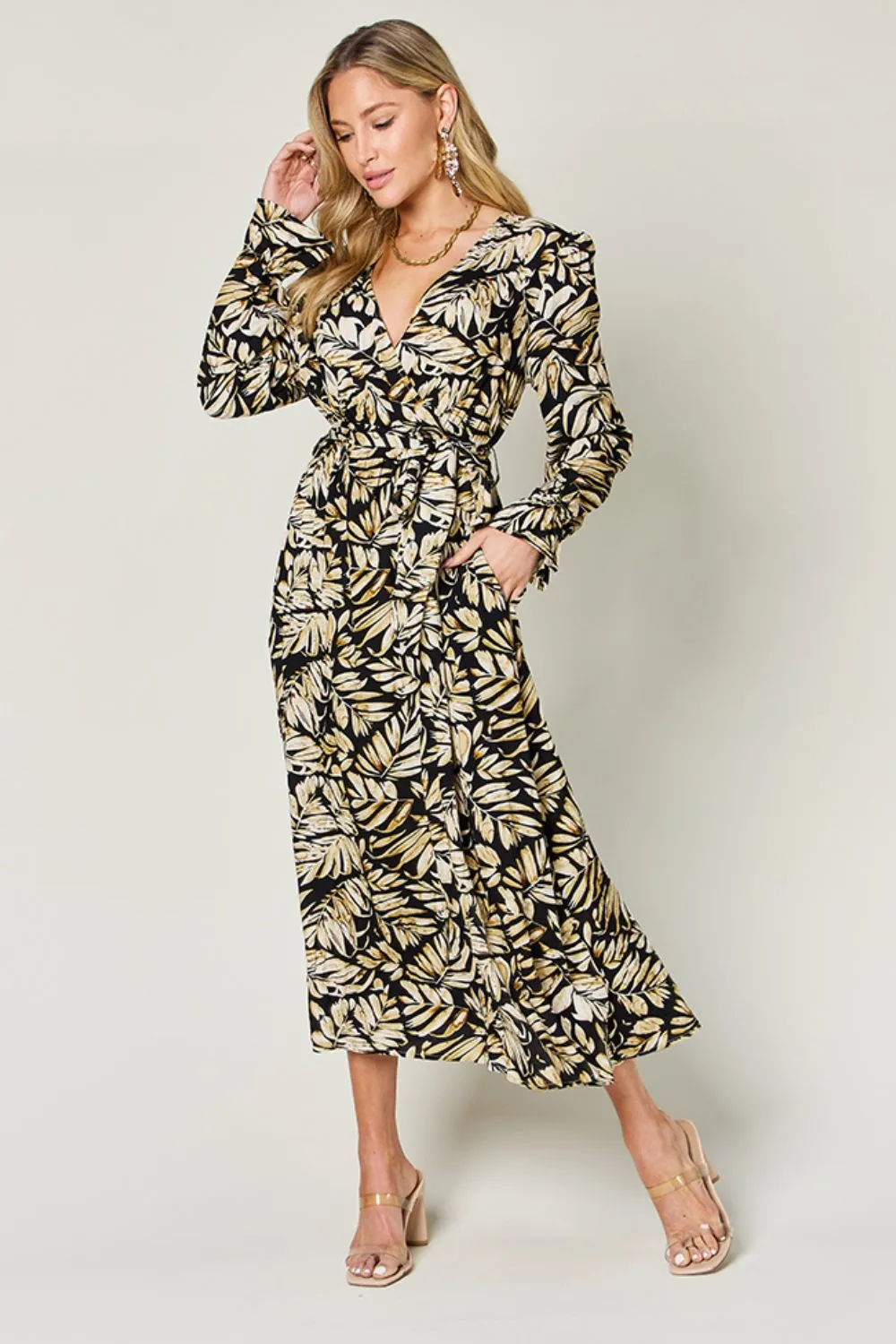 Full Size Tie Back Flounce Sleeve Dress