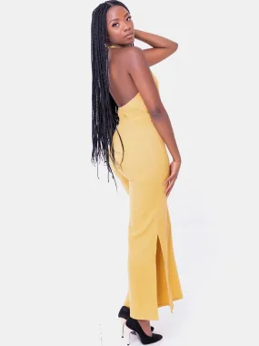 Hekaya Backless Halterneck Jump Suit - Mustard