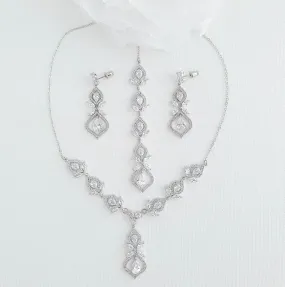 Jewelry Set for Backless Wedding Dresses with Necklace and Earrings-Meghan