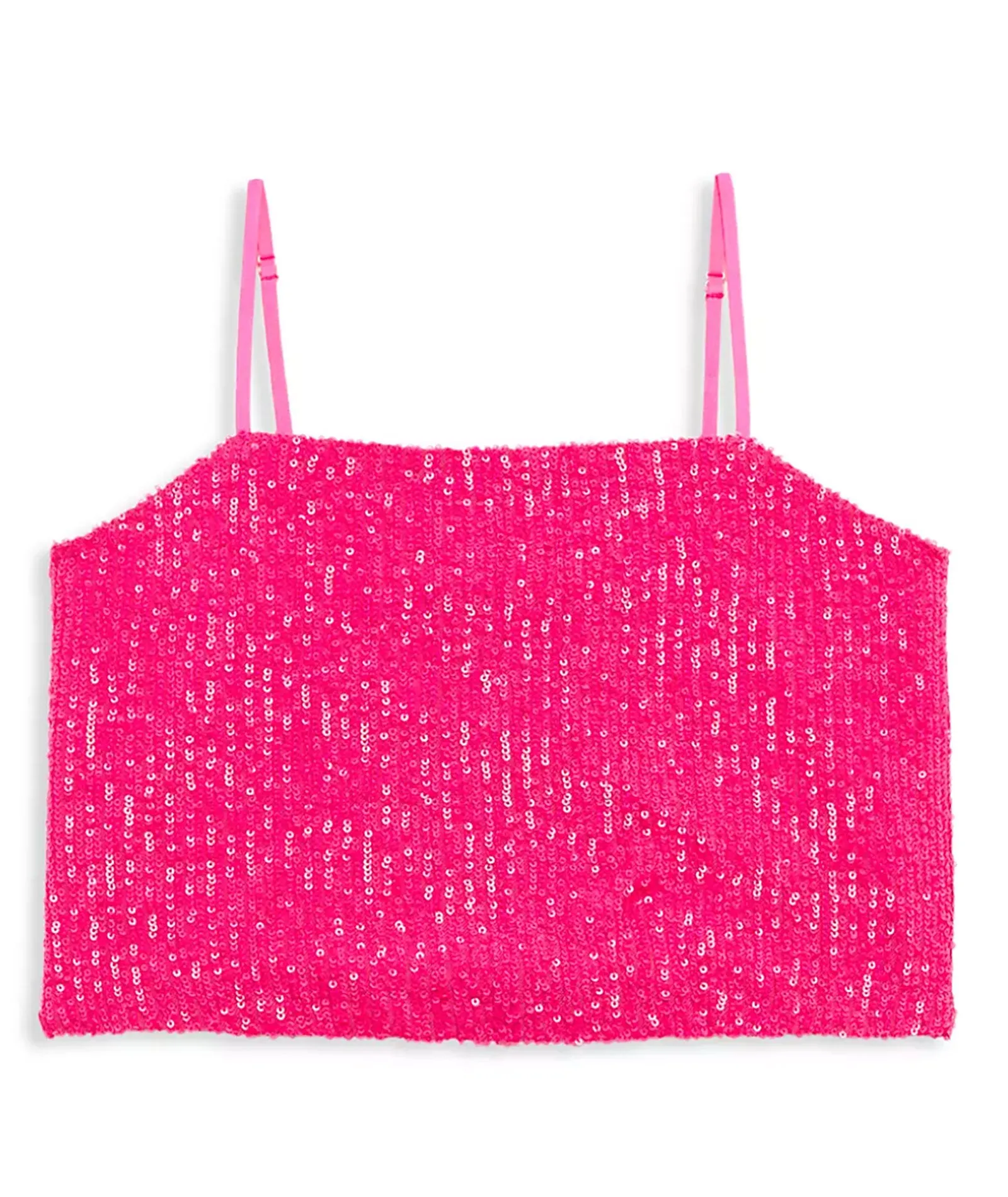 Katie J NYC Juniors Taylor Sequin Top Neon Pink