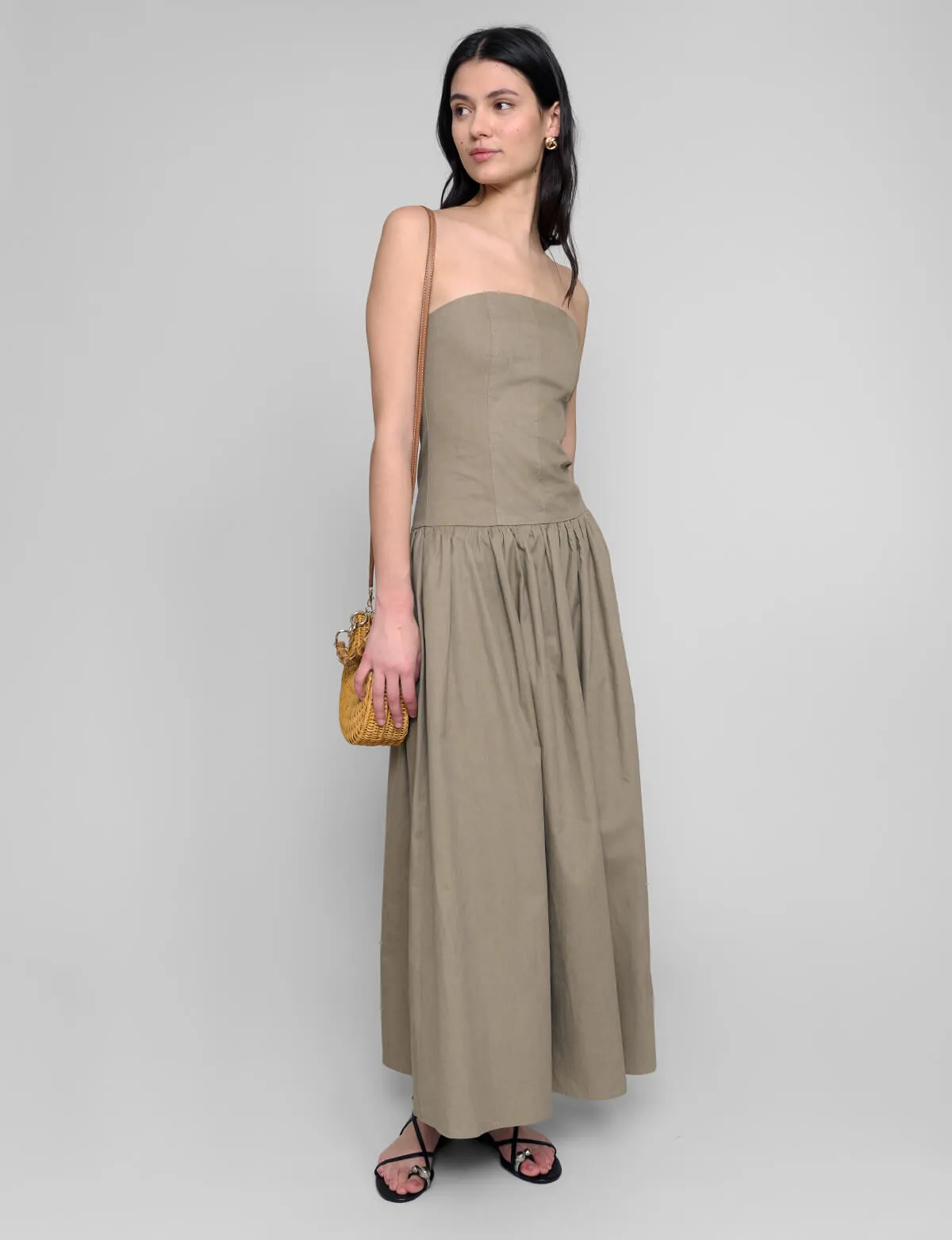 Khaki Strapless Dress- PREORDER