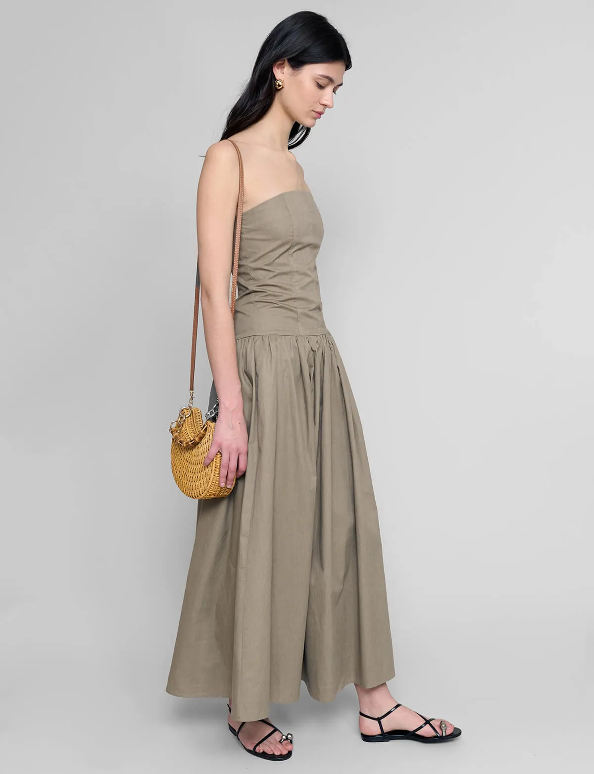 Khaki Strapless Dress- PREORDER