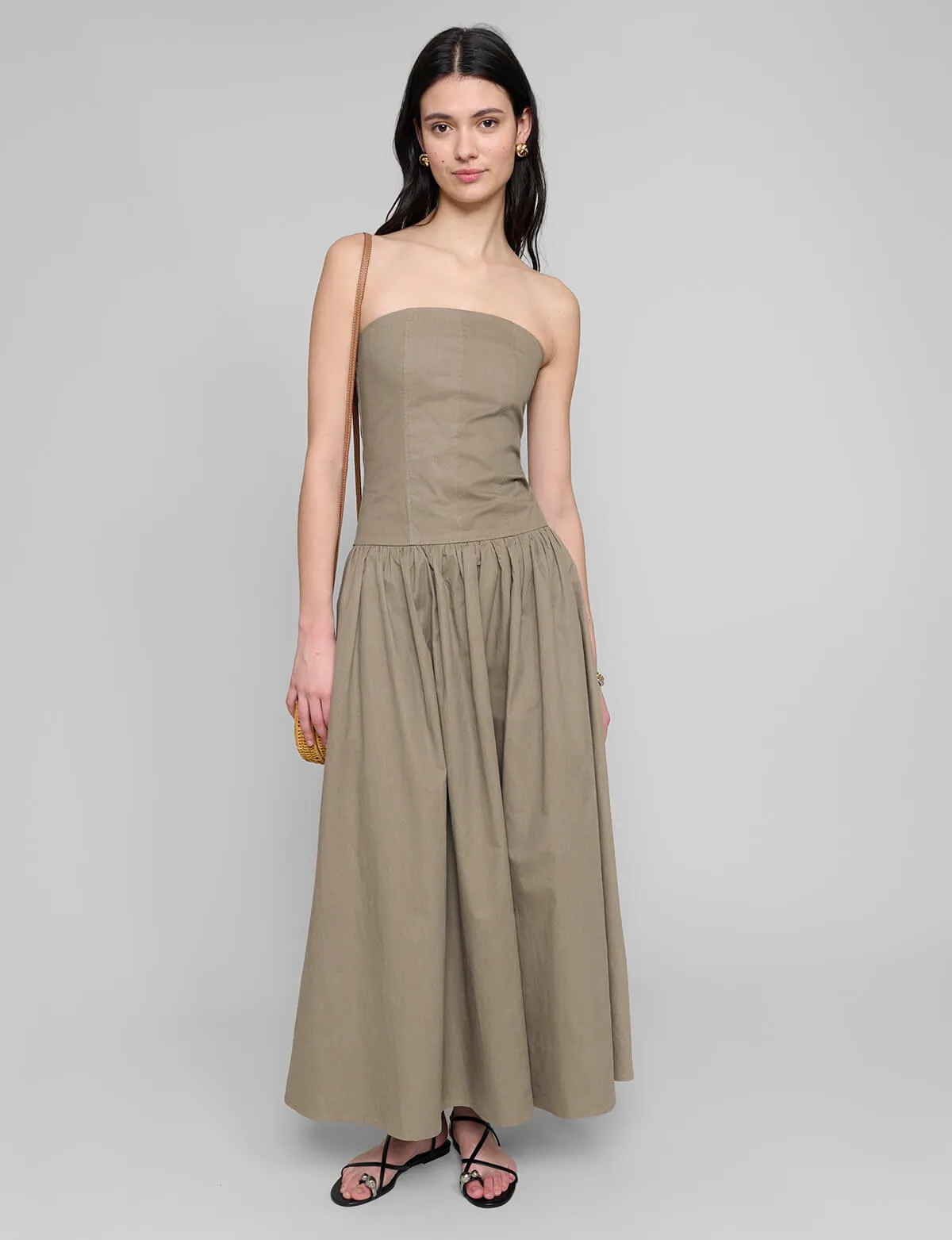 Khaki Strapless Dress- PREORDER