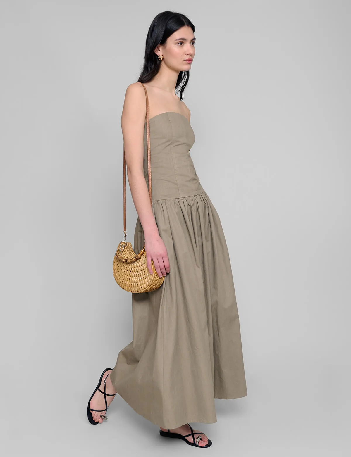 Khaki Strapless Dress- PREORDER