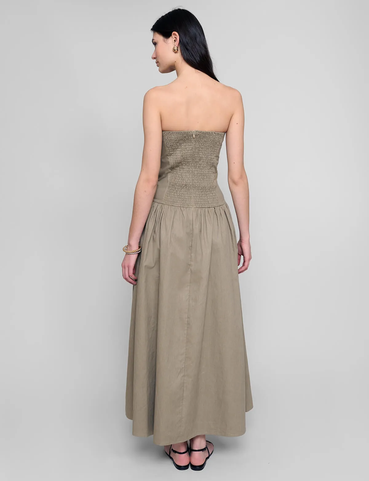 Khaki Strapless Dress- PREORDER