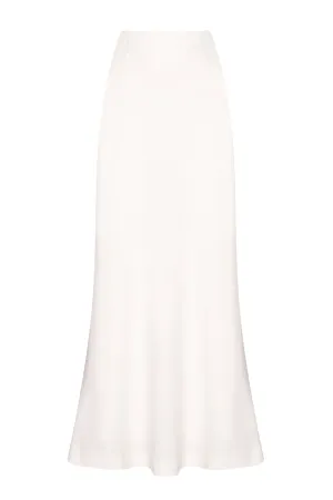 Long Bias Cut Summer Skirt in Ivory Crepe Cady - Maxine