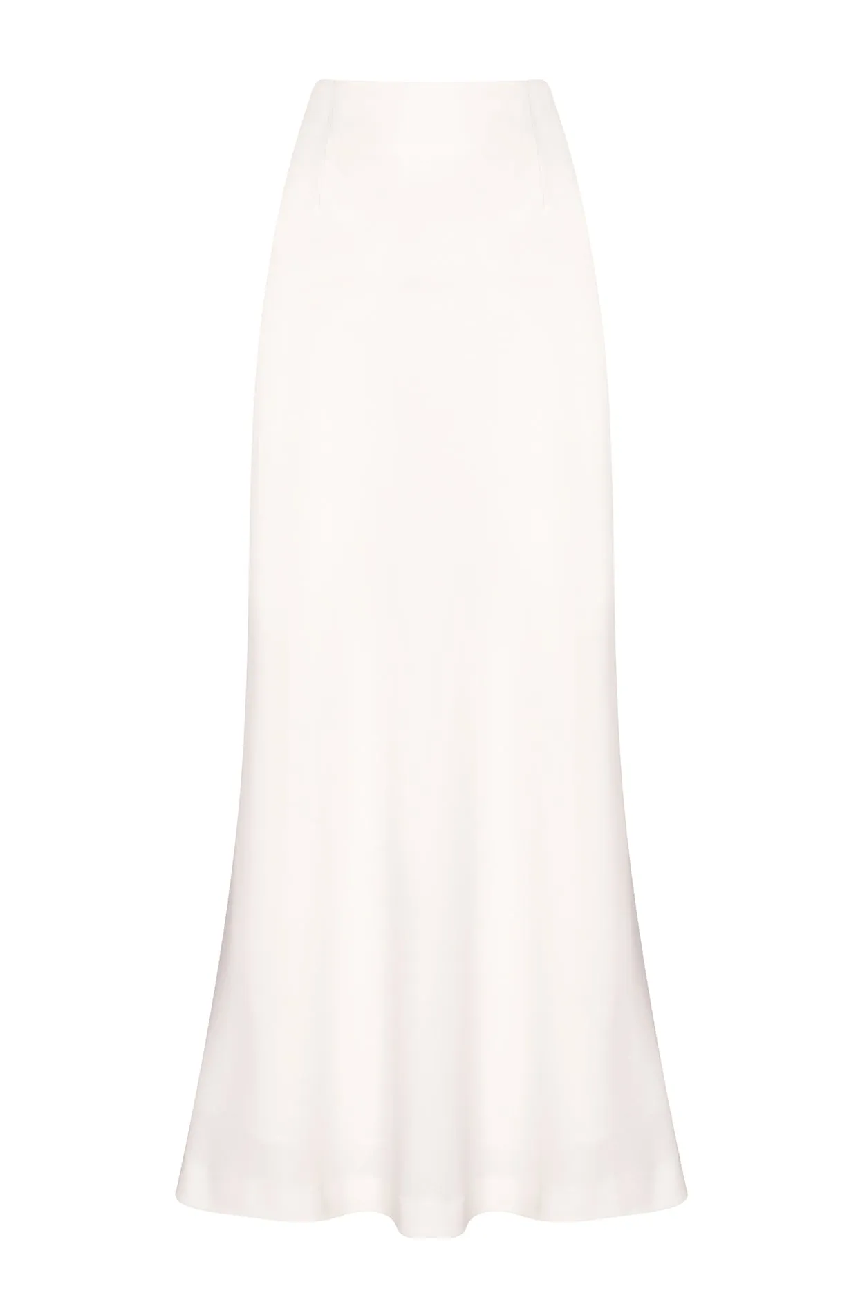 Long Bias Cut Summer Skirt in Ivory Crepe Cady - Maxine