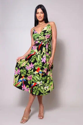 MAUI NIGHTS TROPICAL SUMMER MIDI DRESS