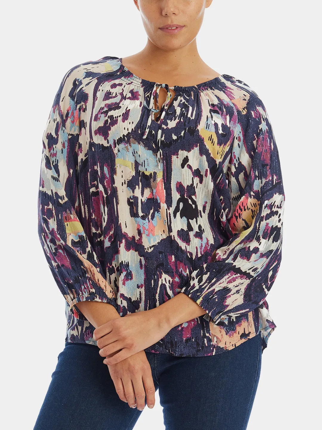 Medallion Mix Keyhole Blouse