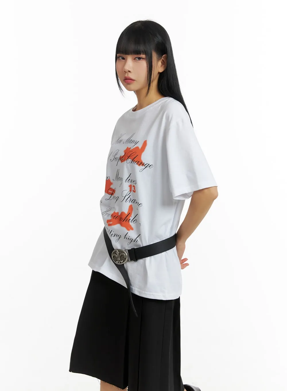 Oversized Graphic Lettering Tee CM406