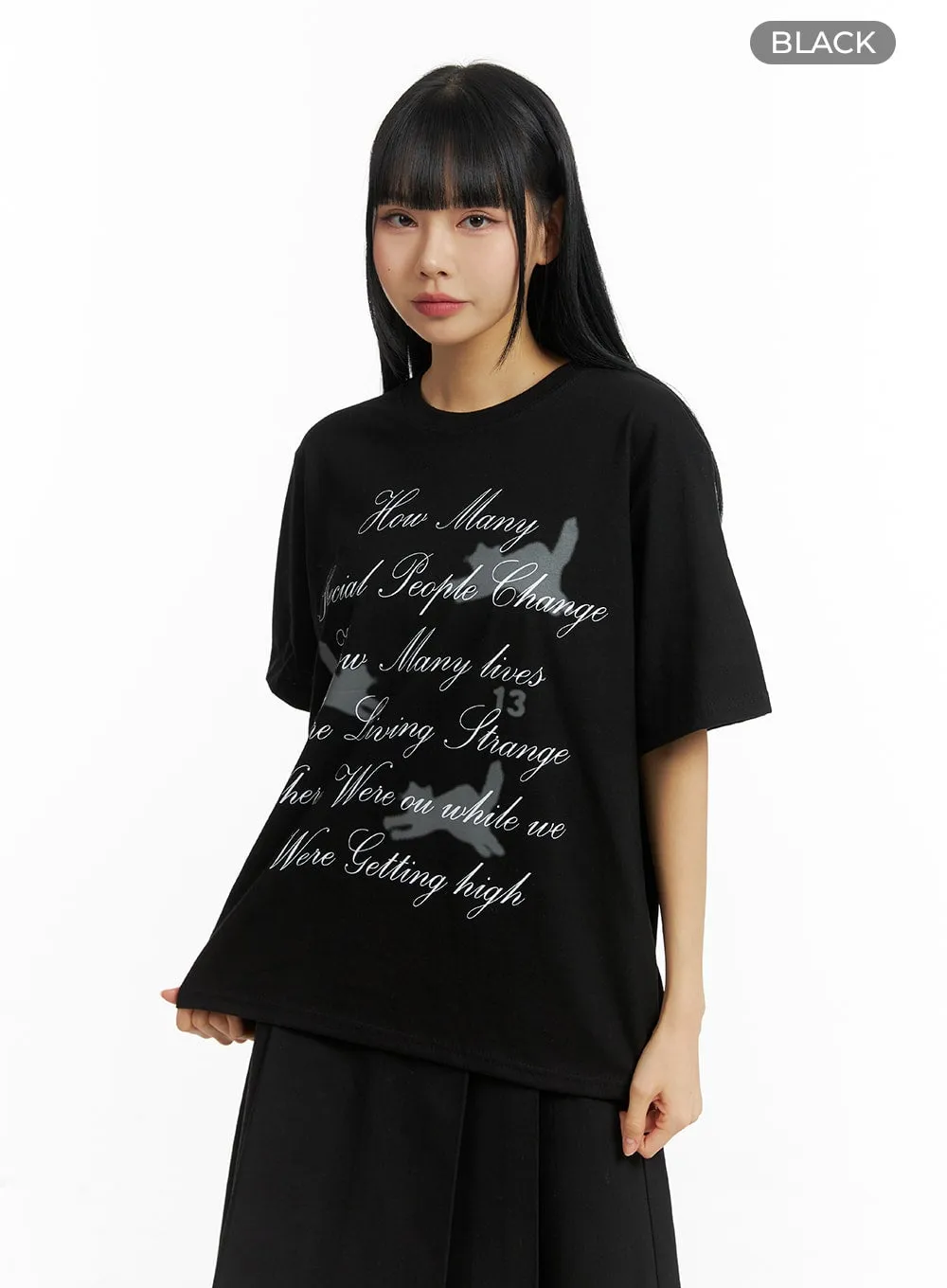 Oversized Graphic Lettering Tee CM406