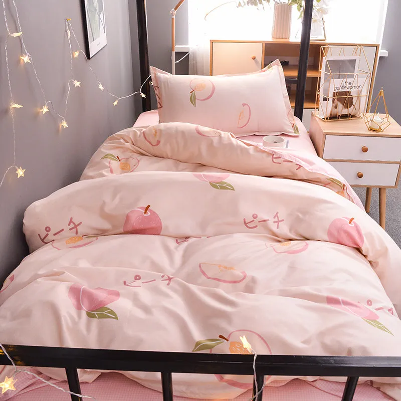 Peach Printing Bed Sheet 4 Pieces AD11837