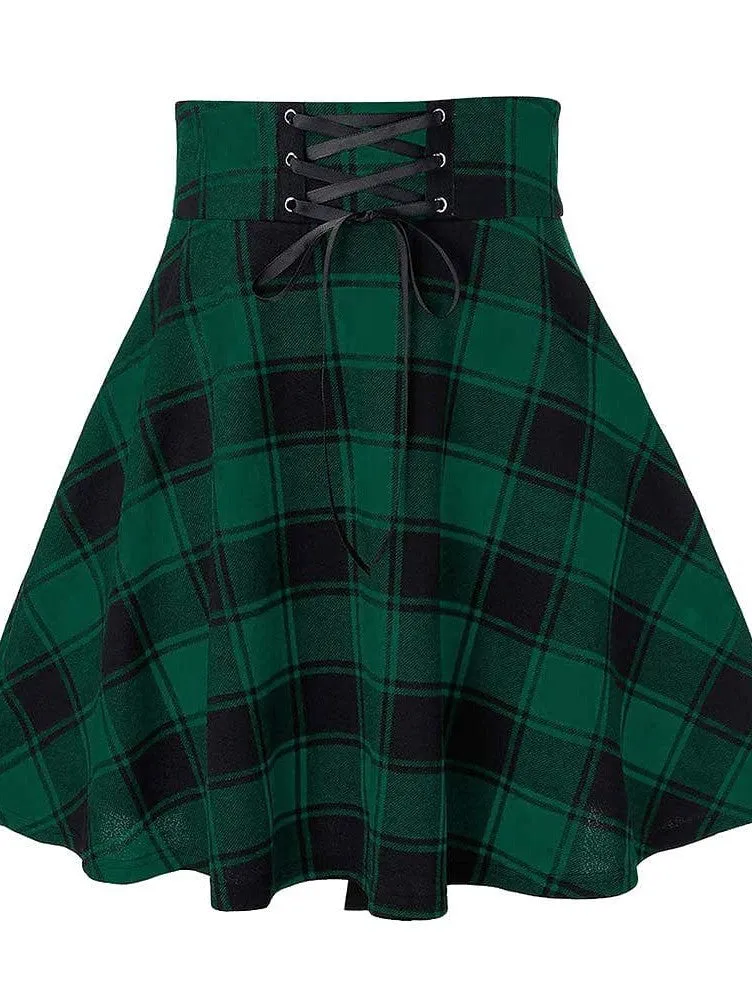 Plaid Mini Skirt for Women in Black, White, Red, and Green - Spring & Summer Casual Party Halloween S M L