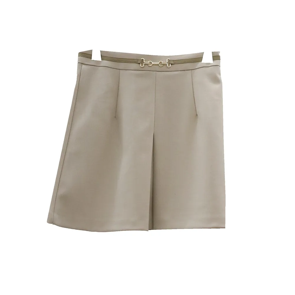 Pleated Belted Mini Skirt OY31