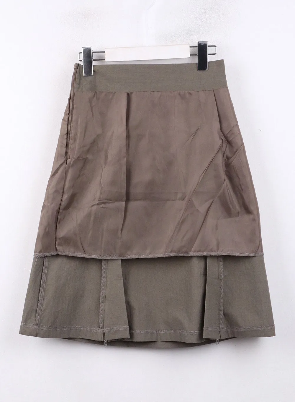 Pleated Zip Up Mid Skirt CJ419