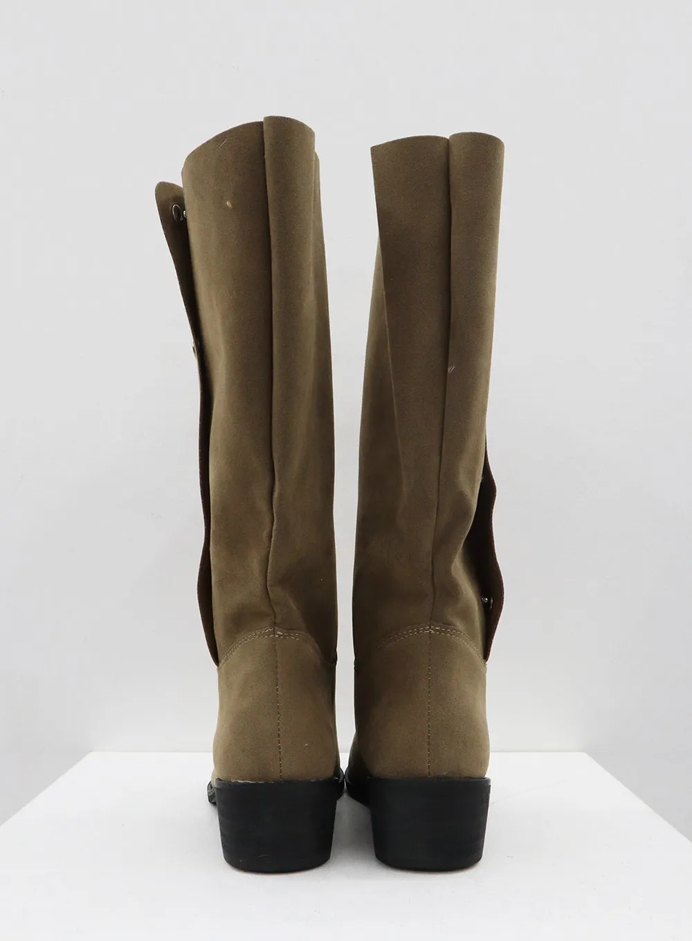 Pointed Toe Button Mid-Calf Boots ON17