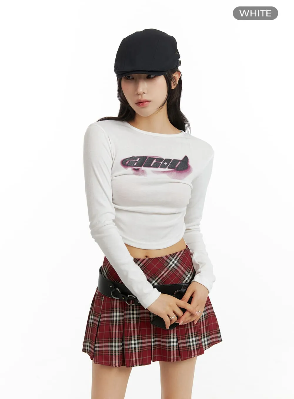 Round Hem Long Sleeve Crop Tee IM405