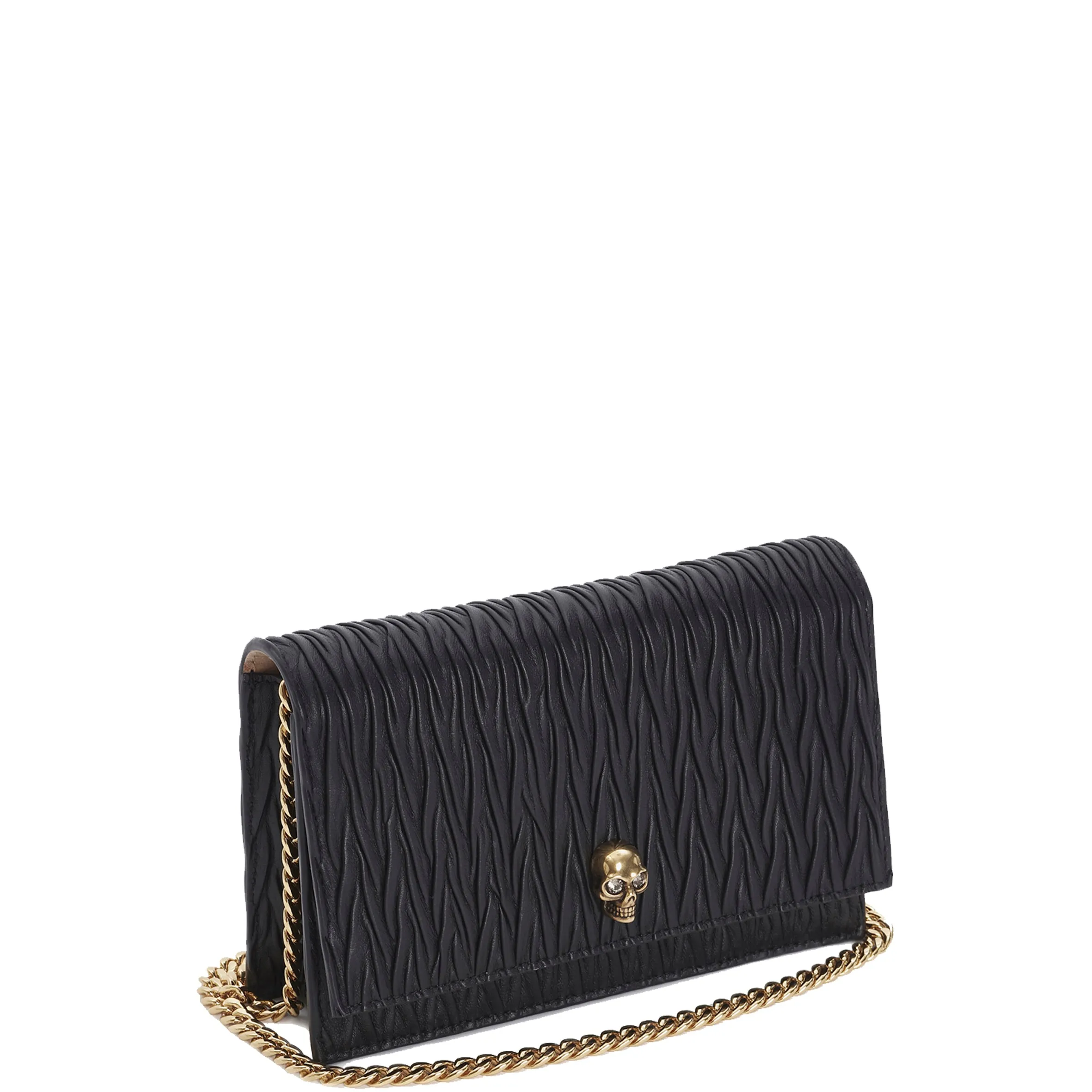 Skull Mini Pleated Bag, Black