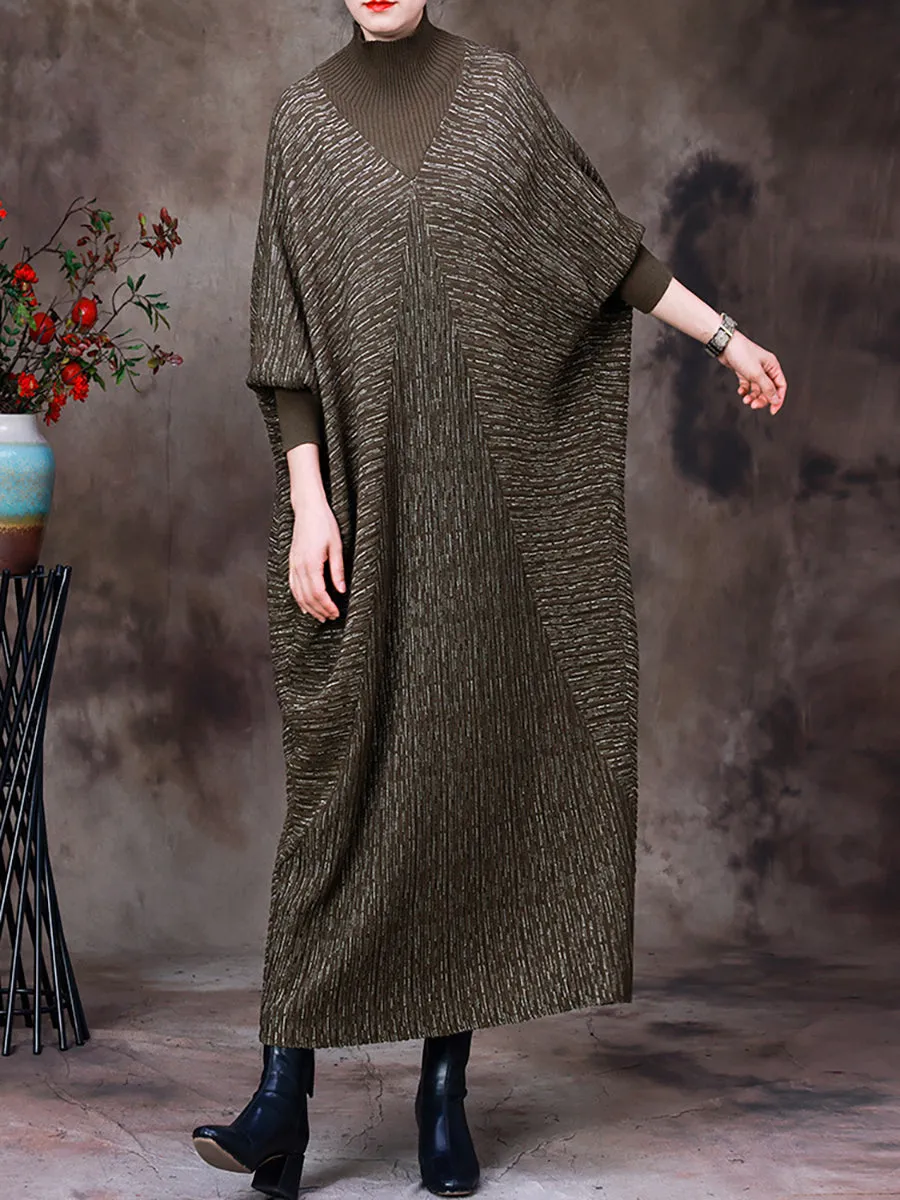 Solid Batwing Sleeve Women Maxi Dress