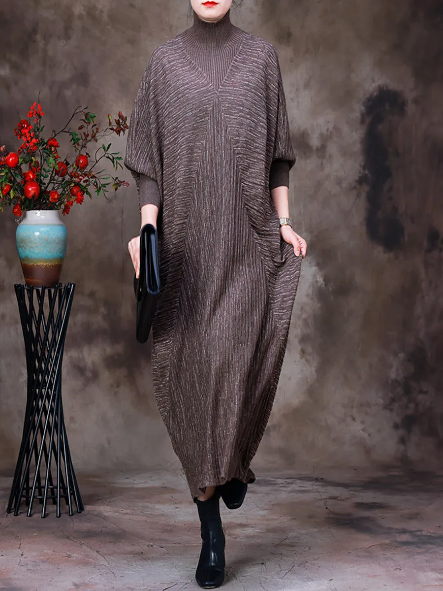 Solid Batwing Sleeve Women Maxi Dress