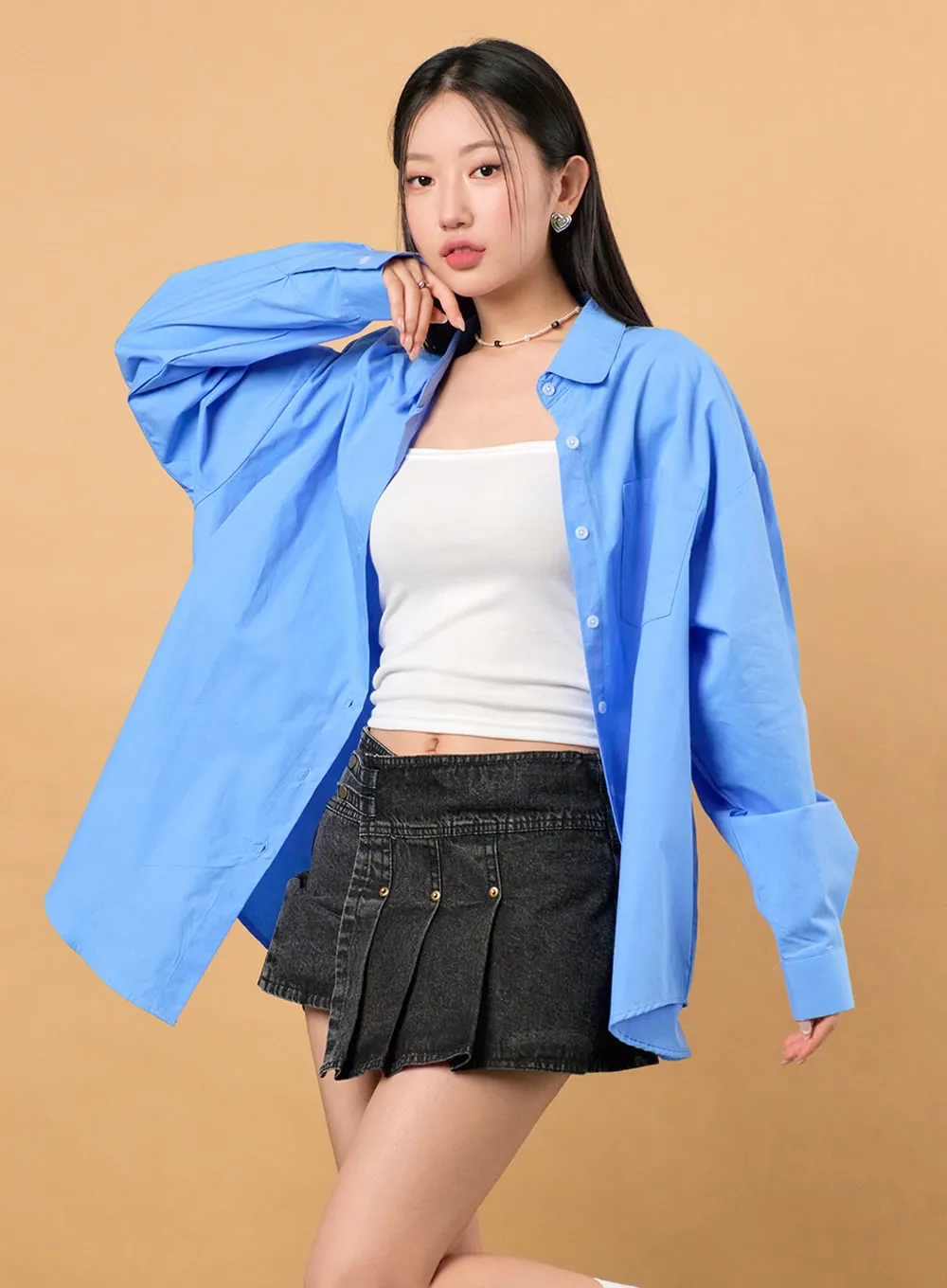 Solid Oversized Blouse IJ430